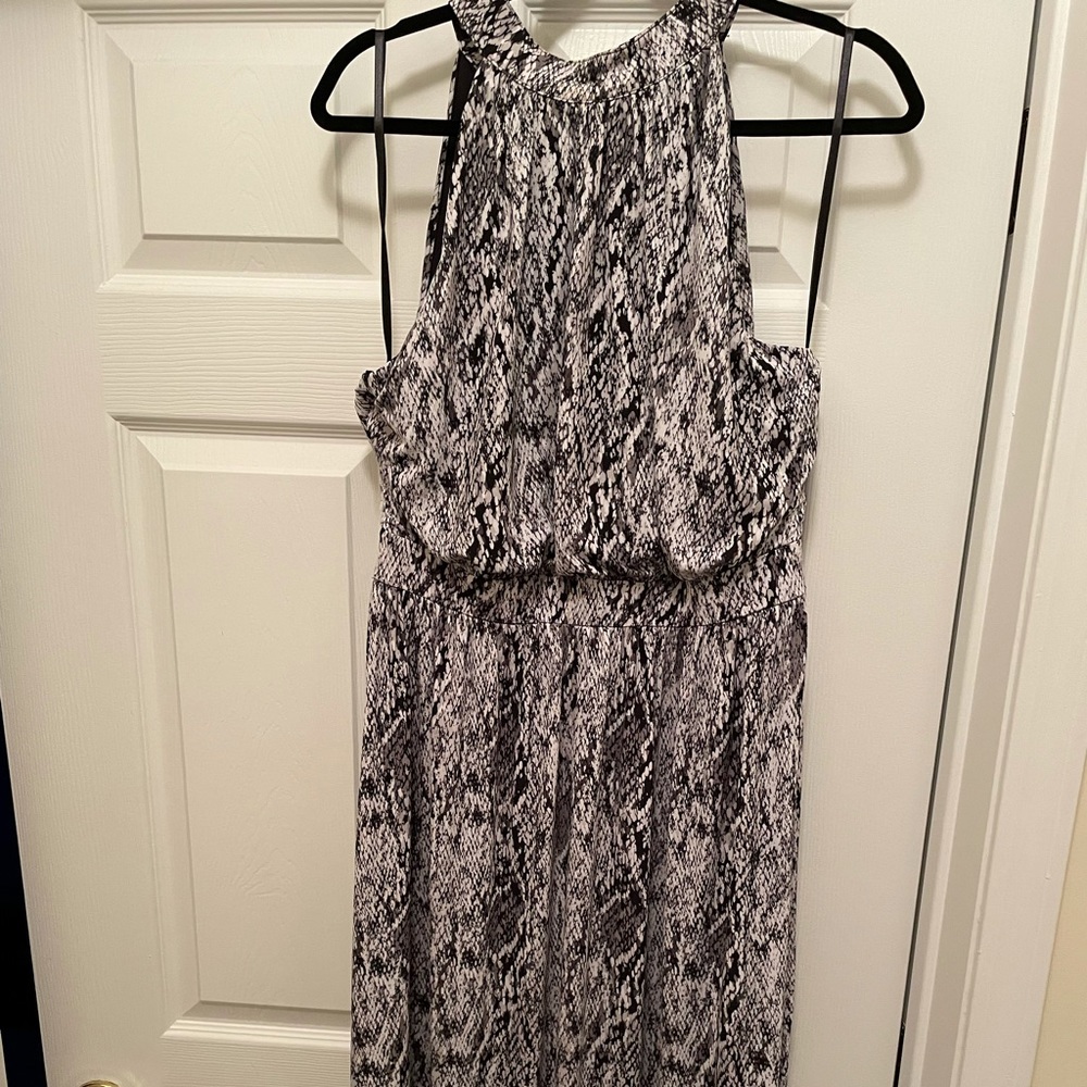 INC snake print black and white maxi dress